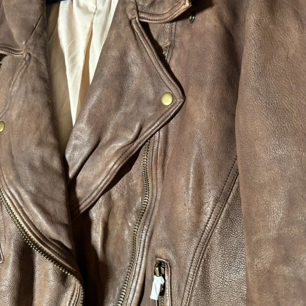 FREE PEOPLE We The‎ Free Jealousy Washed Wine Vegan Moto Jacket Size XS NWT